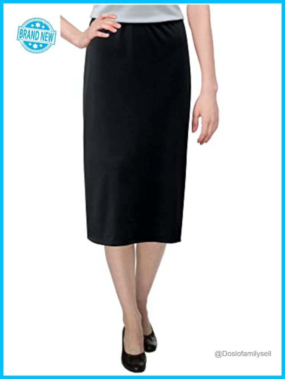 Wrinkle Resistant Stretch Knit Below Knee Straight Skirt for Work